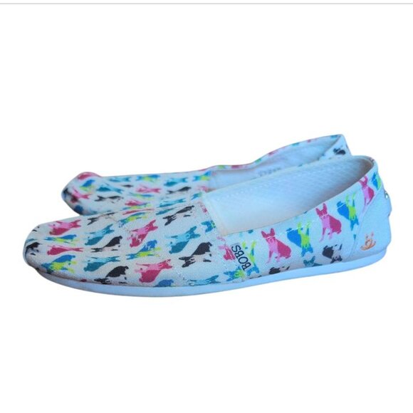 Bobs by Skechers Memory Foam Slip-on Shoes with Dog Print Comfy Casual Loafers - Picture 1 of 6